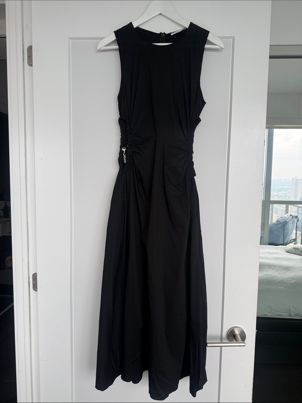 Patrizia Pepe Black Sleeveless Maxi Dress with Side Gather
